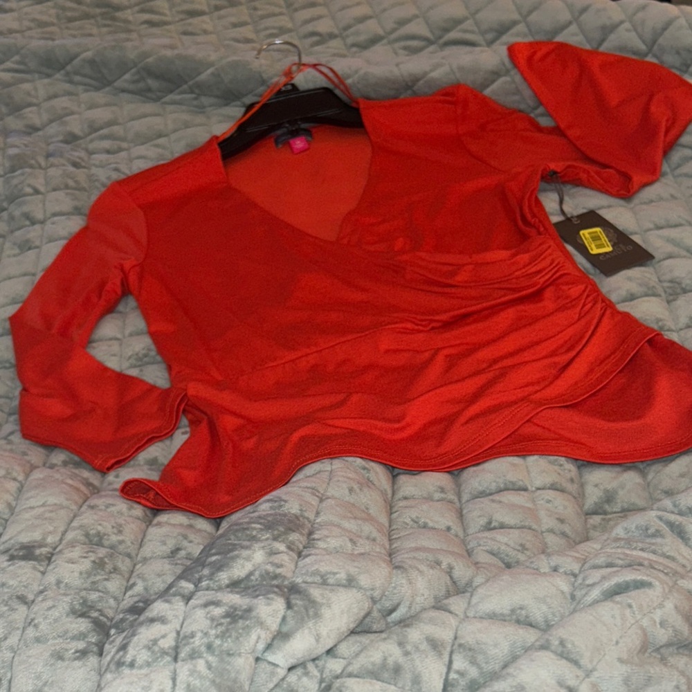 Vince Camuto Vibrant Red Wrap Blouse